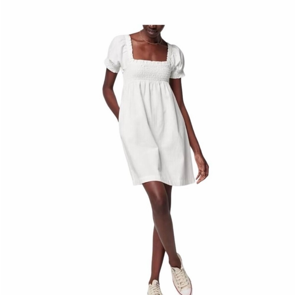 Faherty Ramona Organic Cotton Dress in Egret Size S